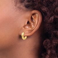 14K Yellow Gold Round Hinged Hoop Earrings view 3