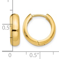 14K Yellow Gold Round Hinged Hoop Earrings view 4