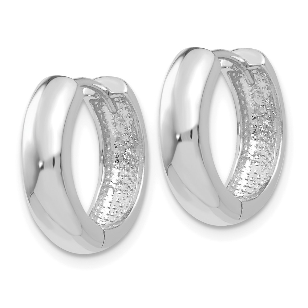 14k White Gold  Round Hinged Hoop Earrings (TM612)
