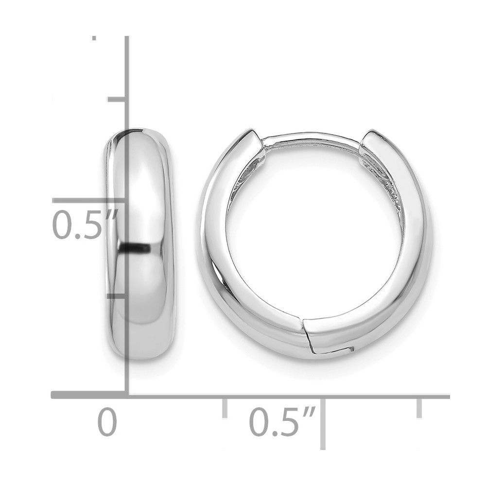 14k White Gold  Round Hinged Hoop Earrings (TM612)