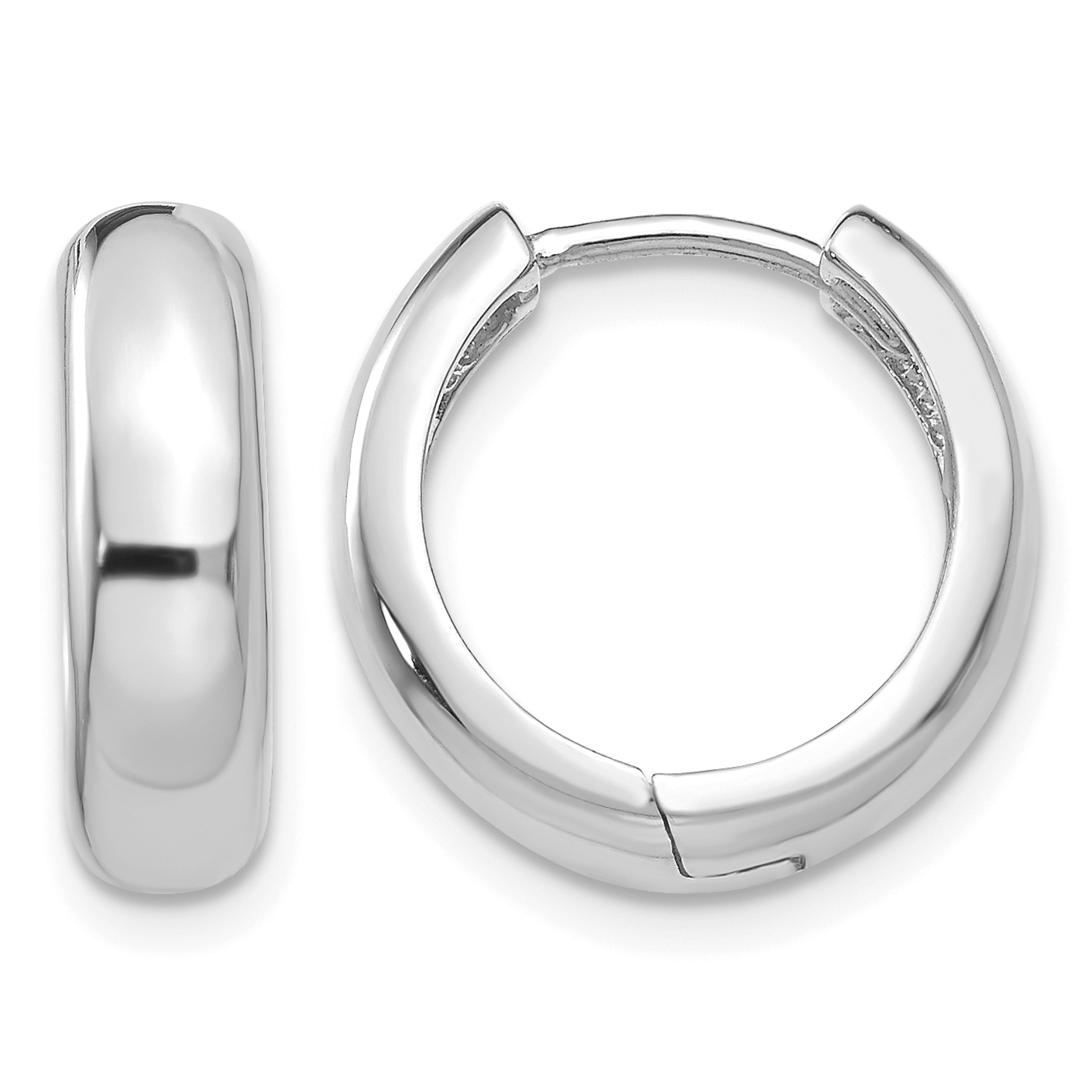 14k White Gold  Round Hinged Hoop Earrings (TM612)