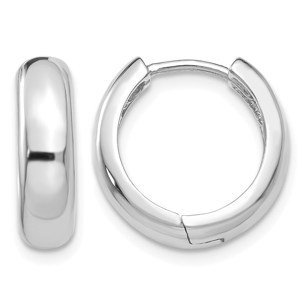 14k White Gold  Round Hinged Hoop Earrings (TM612)