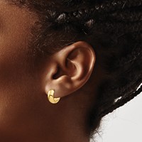 14K Yellow Gold Hinged Hoop Earrings view 3