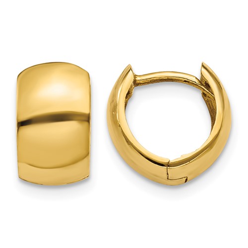 14K Yellow Gold Round Hinged Hoop Earrings