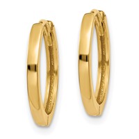 14K Yellow Gold Round Hinged Hoop Earrings view 2