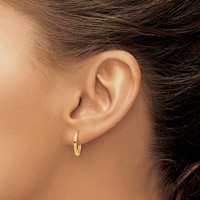 14K Yellow Gold Round Hinged Hoop Earrings view 3