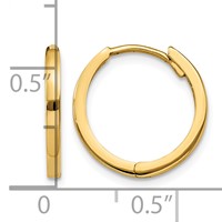 14K Yellow Gold Round Hinged Hoop Earrings view 4