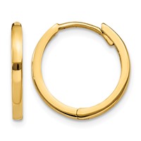 14K Yellow Gold Round Hinged Hoop Earrings view 1