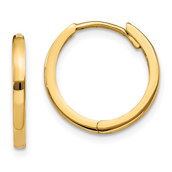 Gold Square Tube Hinged Hoop Earrings