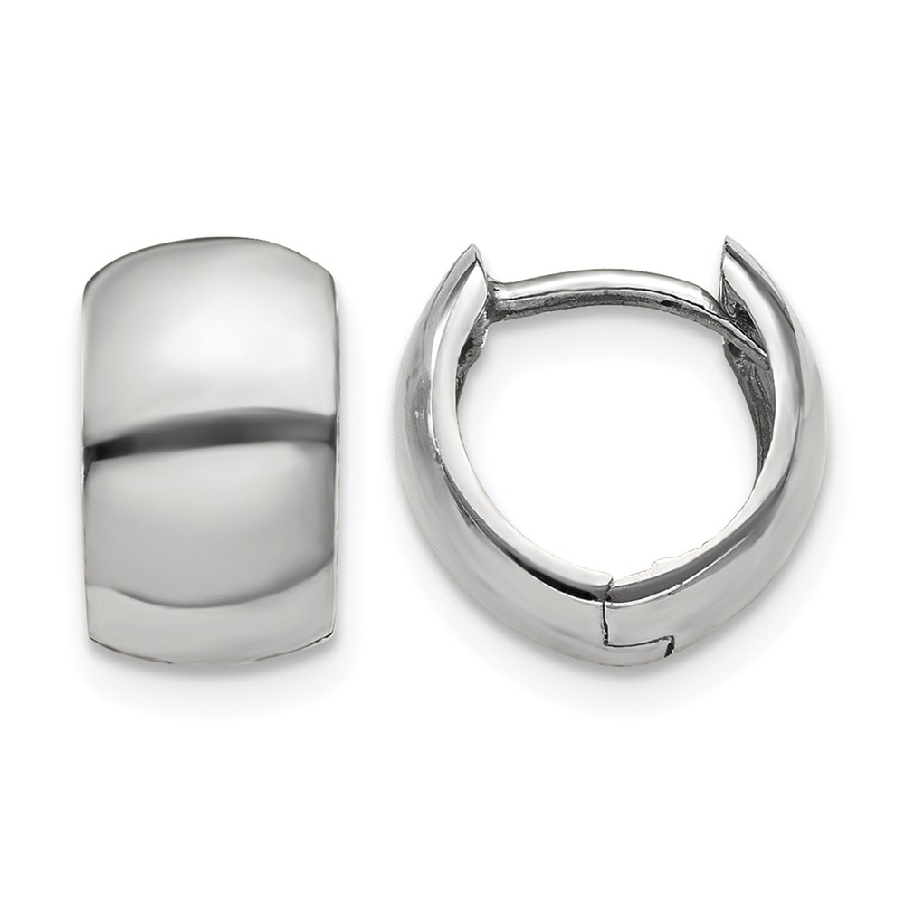 14k White Gold Round Hinged Hoop Earrings (TM616)
