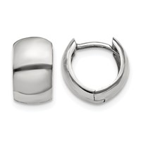 14K White Gold Round Hinged Hoop Earrings view 1