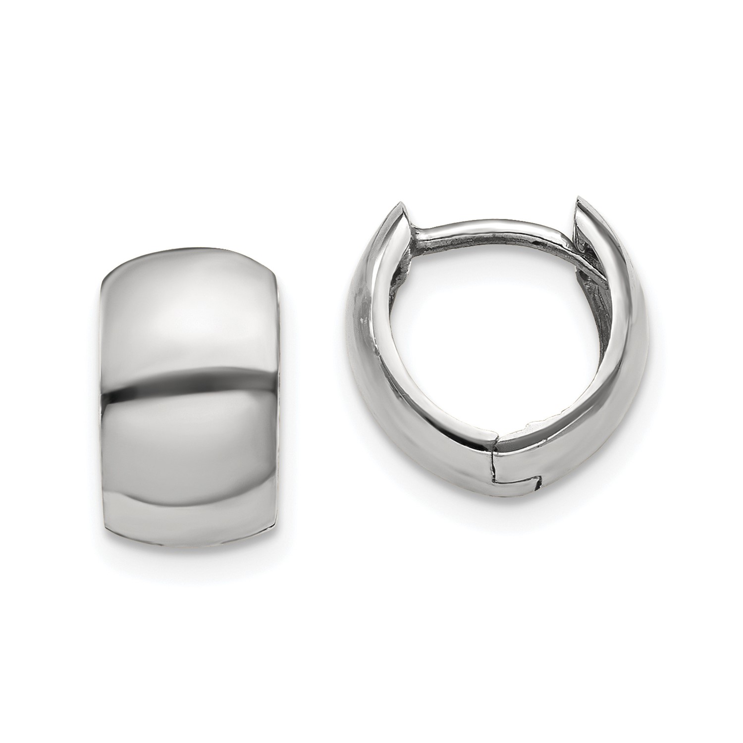 14k White Gold Small 1 3in Hinged 0 Hoop Huggie Earrings 3 Click Thumbnails To Enlarge