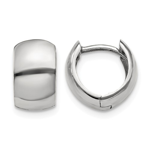 14K White Gold Round Hinged Hoop Earrings