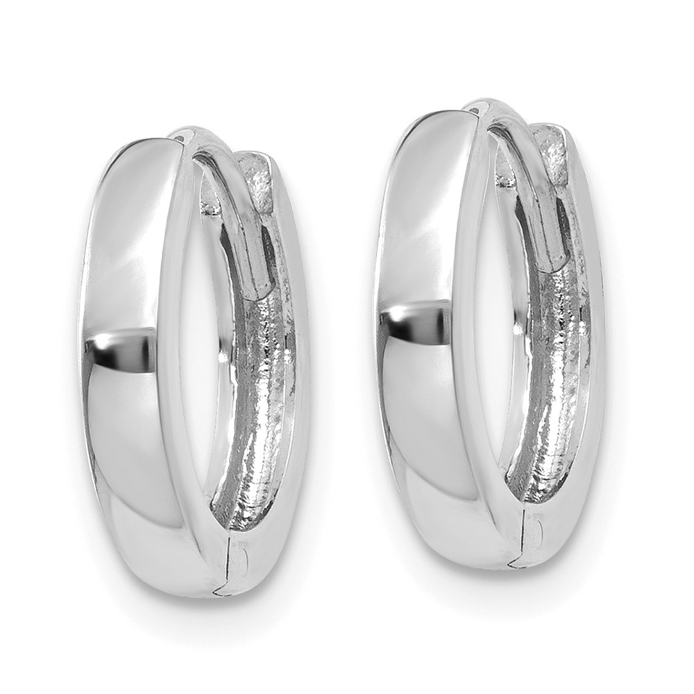 14k White Gold Round Hinged Hoop Earrings (TM617)