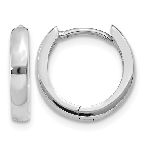 14K White Gold 1.8mm Round Hinged Hoop Earrings
