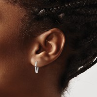 14K White Gold Round Hinged Earrings view 3