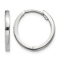 14K White Gold Round Hinged Earrings view 1