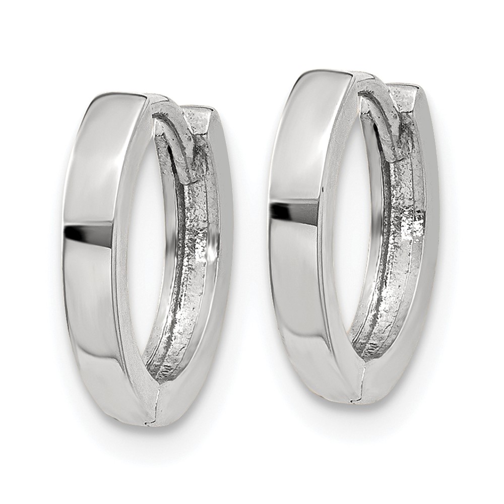14k White Gold Round Hinged Hoop Earrings (TM620)