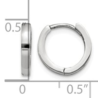 14K White Gold Round Hinged Hoop Earrings view 4