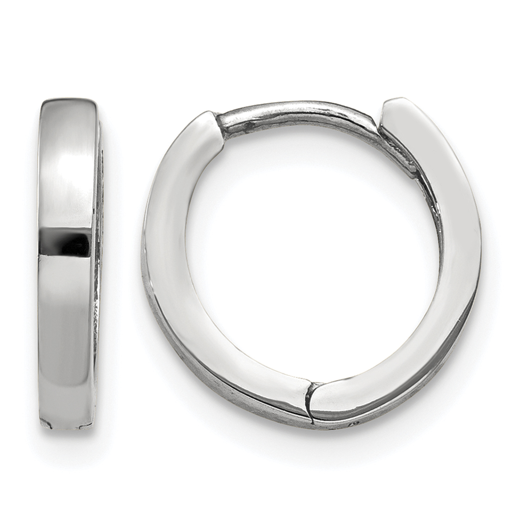 14k White Gold Round Hinged Hoop Earrings (TM620)