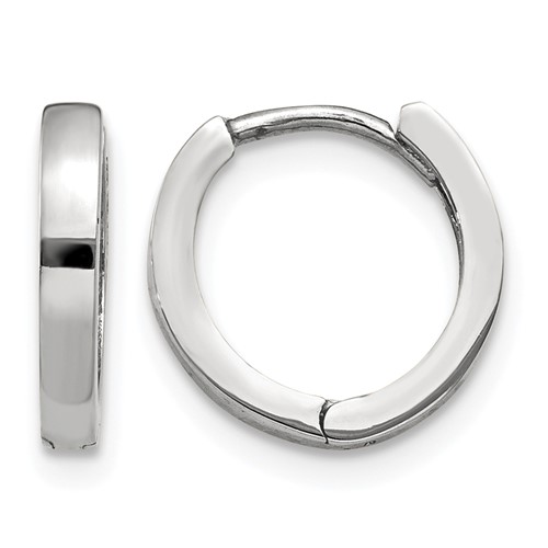 14K White Gold Round Hinged Hoop Earrings