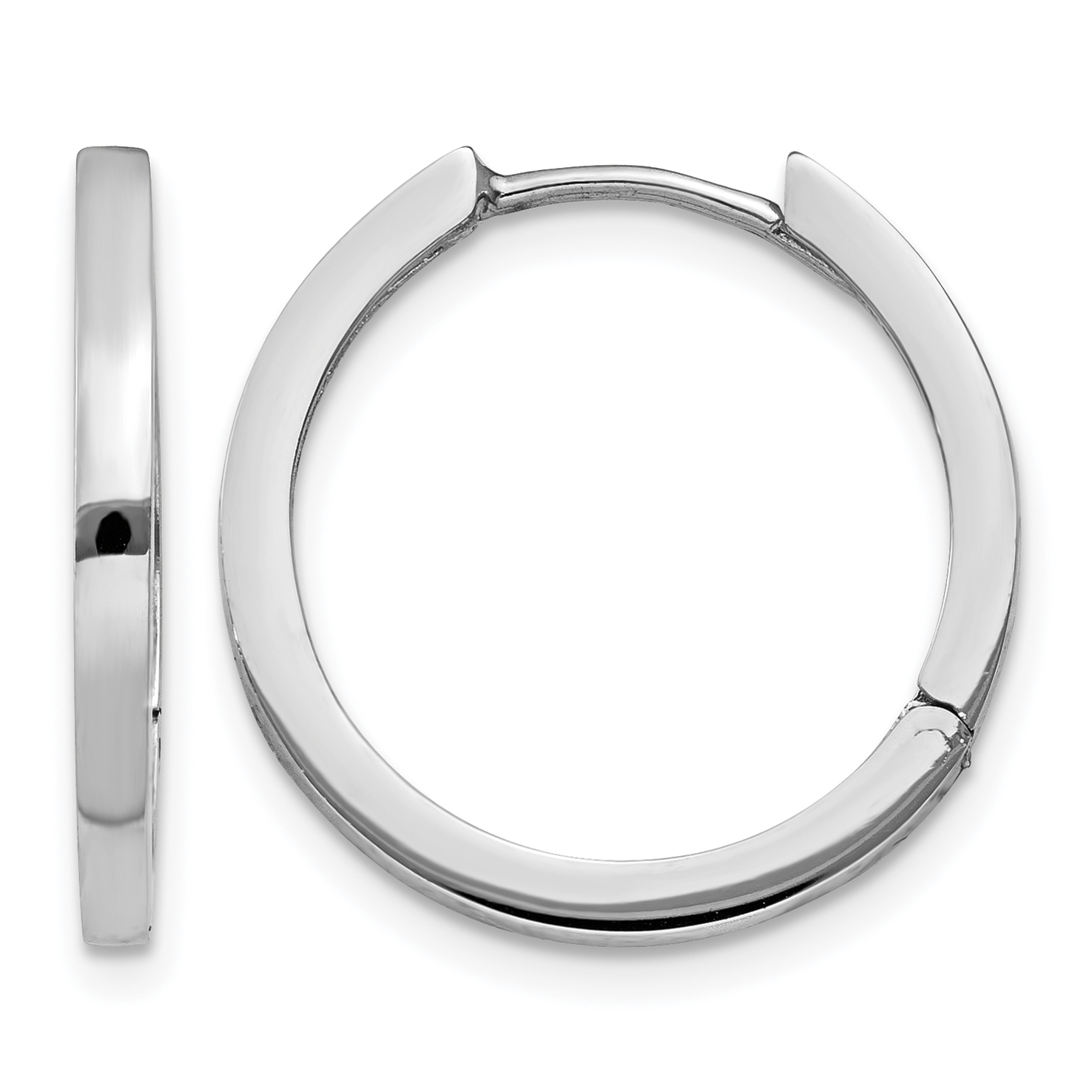 14K White Gold Hinged Hoop Earrings (TM621)