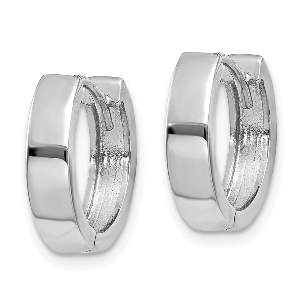 14k White Gold Round Hinged Hoop Earrings (TM623)