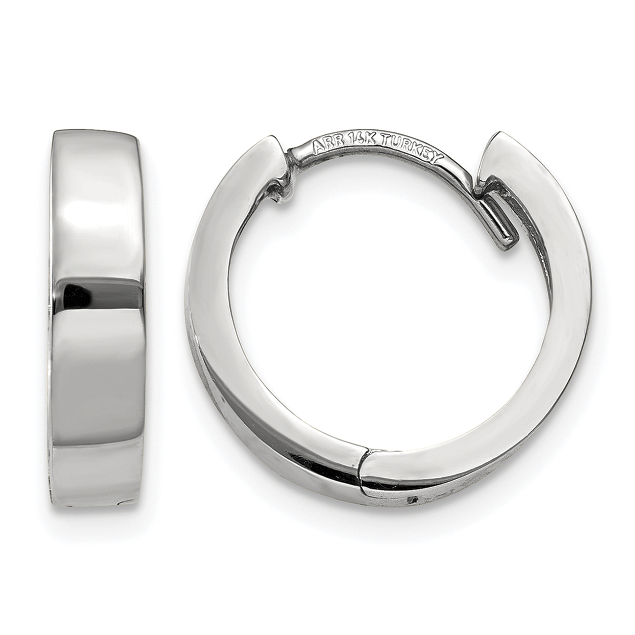 14k White Gold Round Hinged Hoop Earrings (TM623)
