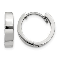 14K White Gold Round Hinged Hoop Earrings view 1
