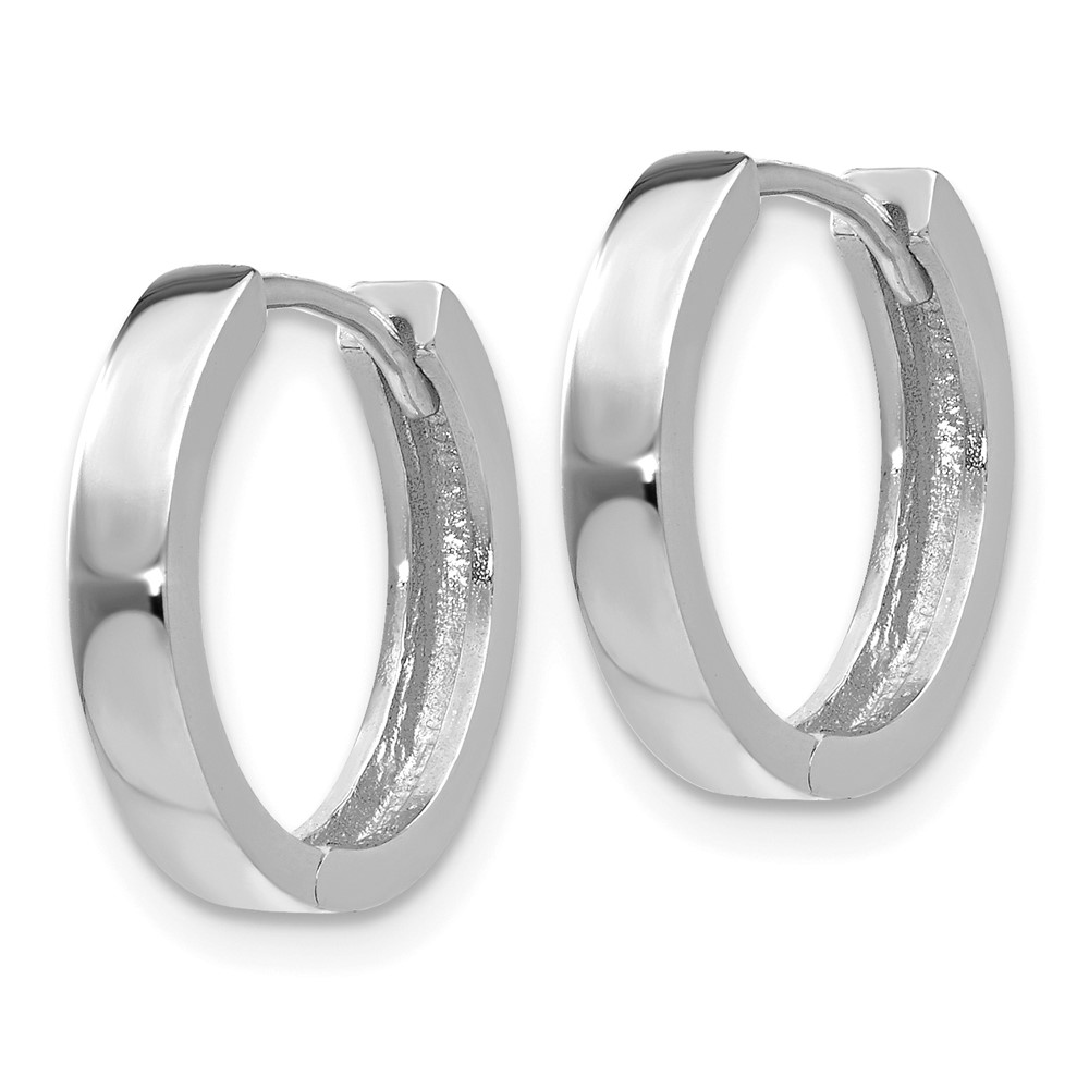 14k White Gold Round Hinged Hoop Earrings (TM625)