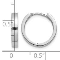 14K White Gold Round Hinged Hoop Earrings view 4