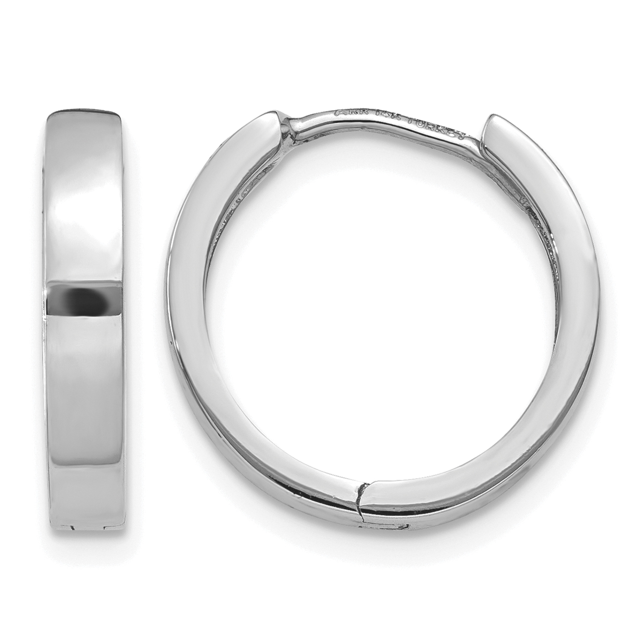 14k White Gold Round Hinged Hoop Earrings (TM625)