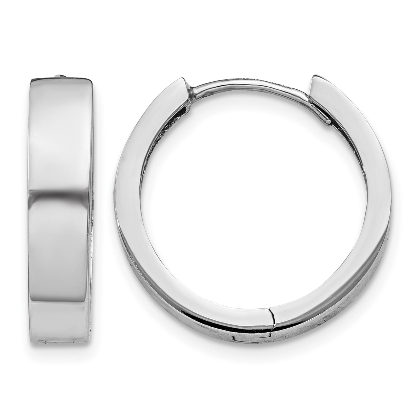 14k White Gold Round Hinged Earrings (TM628)