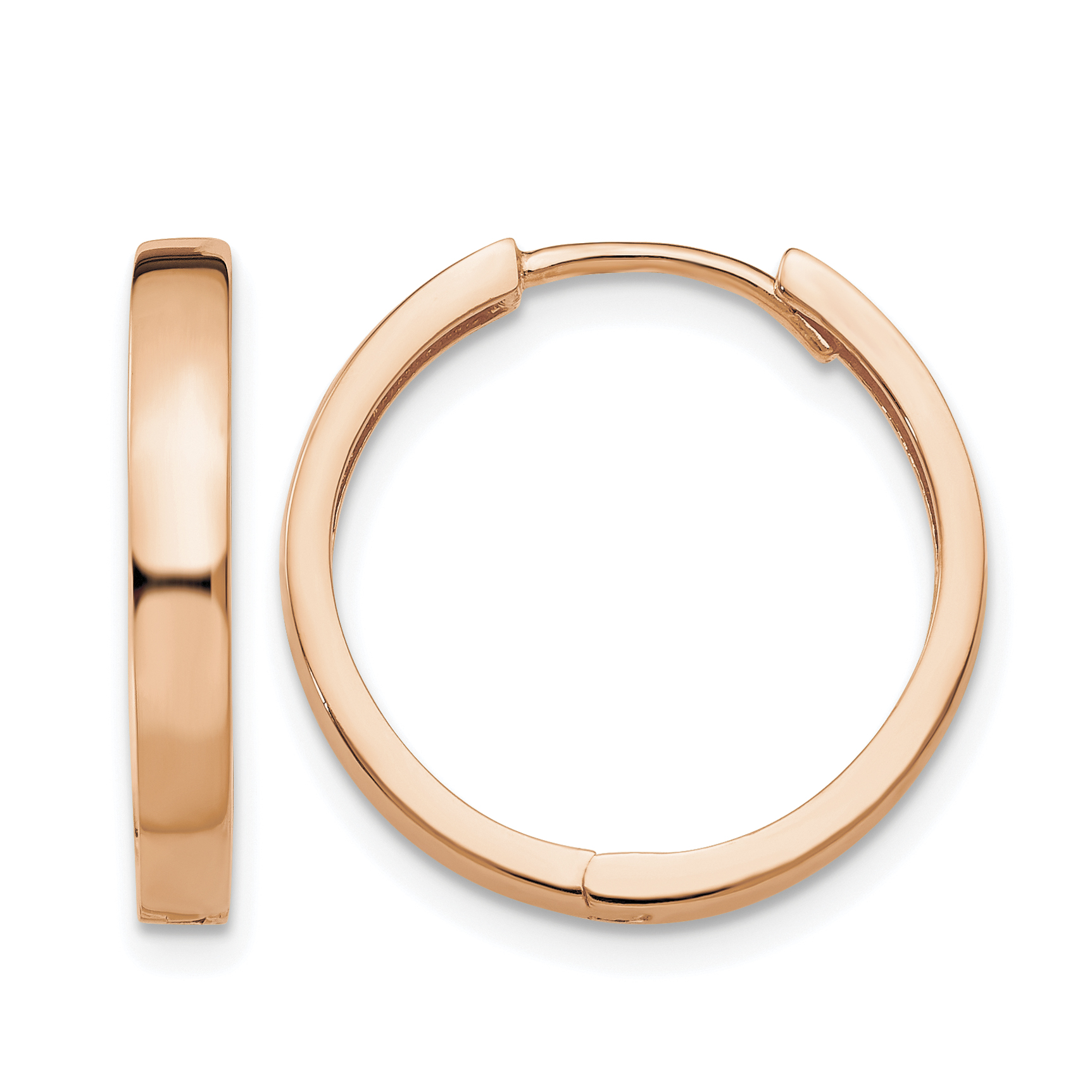 14K Rose Gold Hinged Hoop Earrings (TM629R)