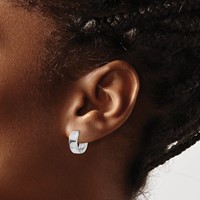 14K White Gold Hinged Hoop Earrings view 3