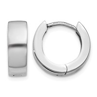 14K White Gold Hinged Hoop Earrings view 1