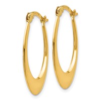 14K Yellow Gold 1x 26mm Polished Tapered Oval Hoop Earrings view 2