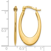 14K Yellow Gold 1x 26mm Polished Tapered Oval Hoop Earrings view 4