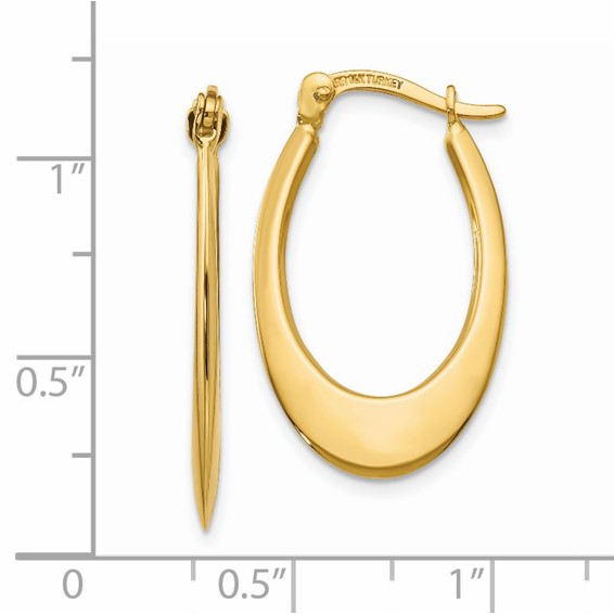 14K 1x26mm Polished Tapered Oval Hoop Earrings