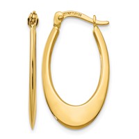 14K Yellow Gold 1x 26mm Polished Tapered Oval Hoop Earrings view 1