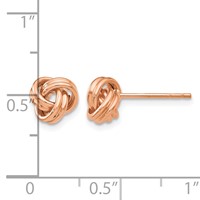 14K Rose Gold 7mm Polished Love Knot Post Earrings view 4