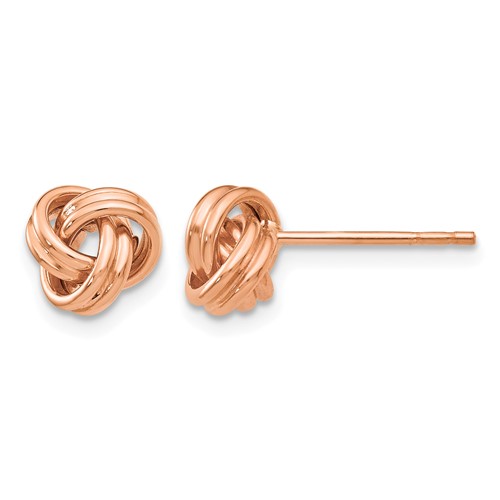 14K Rose Gold 7mm Polished Love Knot Post Earrings