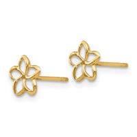 14K Cut-out Plumeria Post Earrings view 2