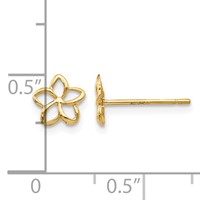 14K Cut-out Plumeria Post Earrings view 4