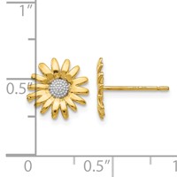 14K and White Rhodium Daisy Post Earrings view 4