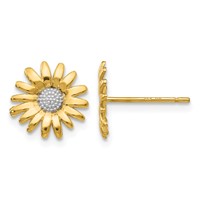 14K and White Rhodium Daisy Post Earrings view 1