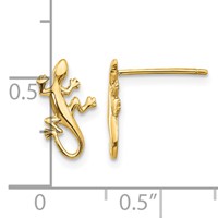 14K Yellow Gold Polished Gecko Post Earrings view 4