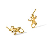 14K Yellow Gold Polished Gecko Post Earrings view 5