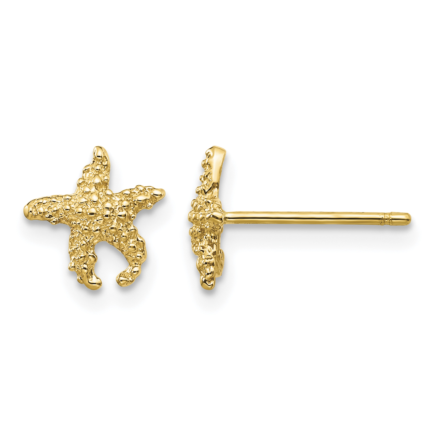 14K Polished and Textured Starfish Post Earrings (TM765)
