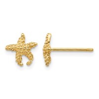 14K Polished and Textured Starfish Post Earrings view 1